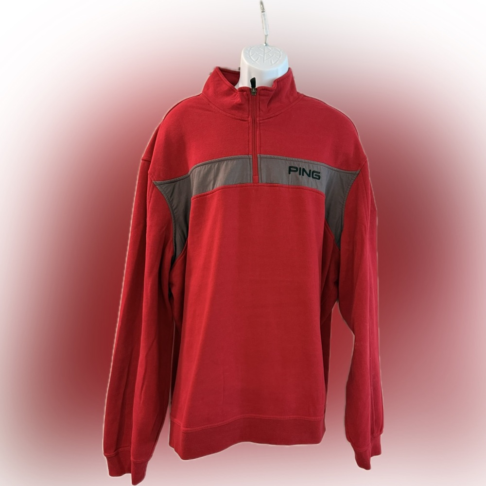 Ping Red and Gray Quarter-Zip Fleece